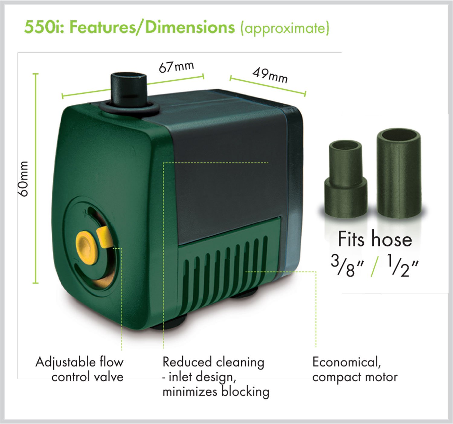 Blagdon Pump for Indoor Water Feature, Adjustable Flow, Economical, Compact, Max Flow Rate 550