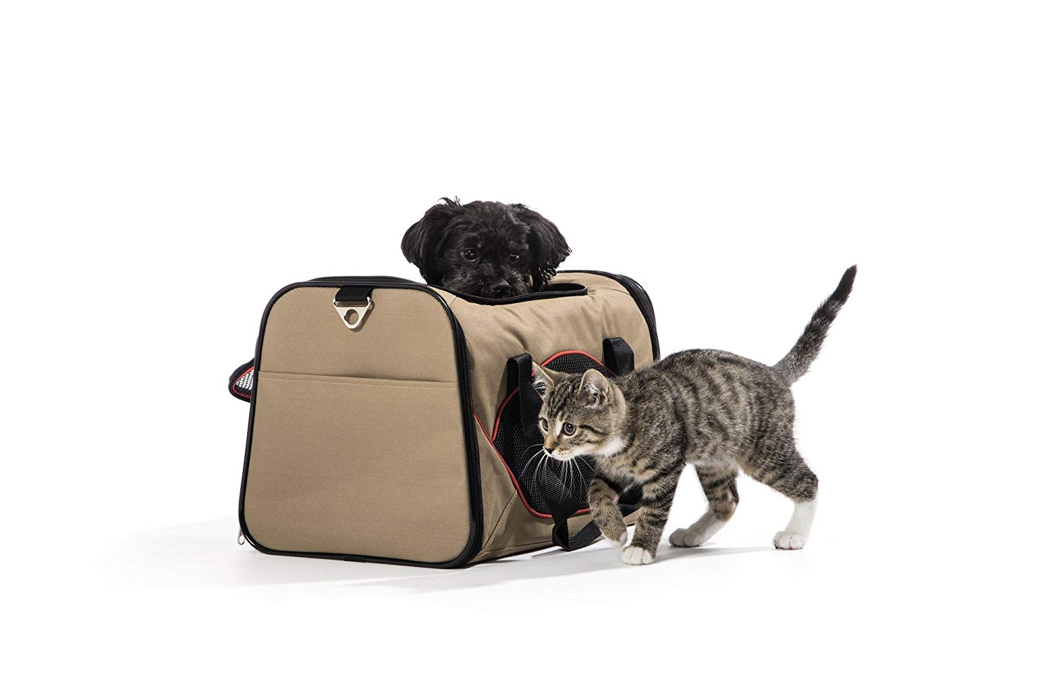 HUNTER Kansas Carry Bag, Beige/Red, Beige/ Red, 50 cm L x 30 cm W x 30 cm H - Image 3