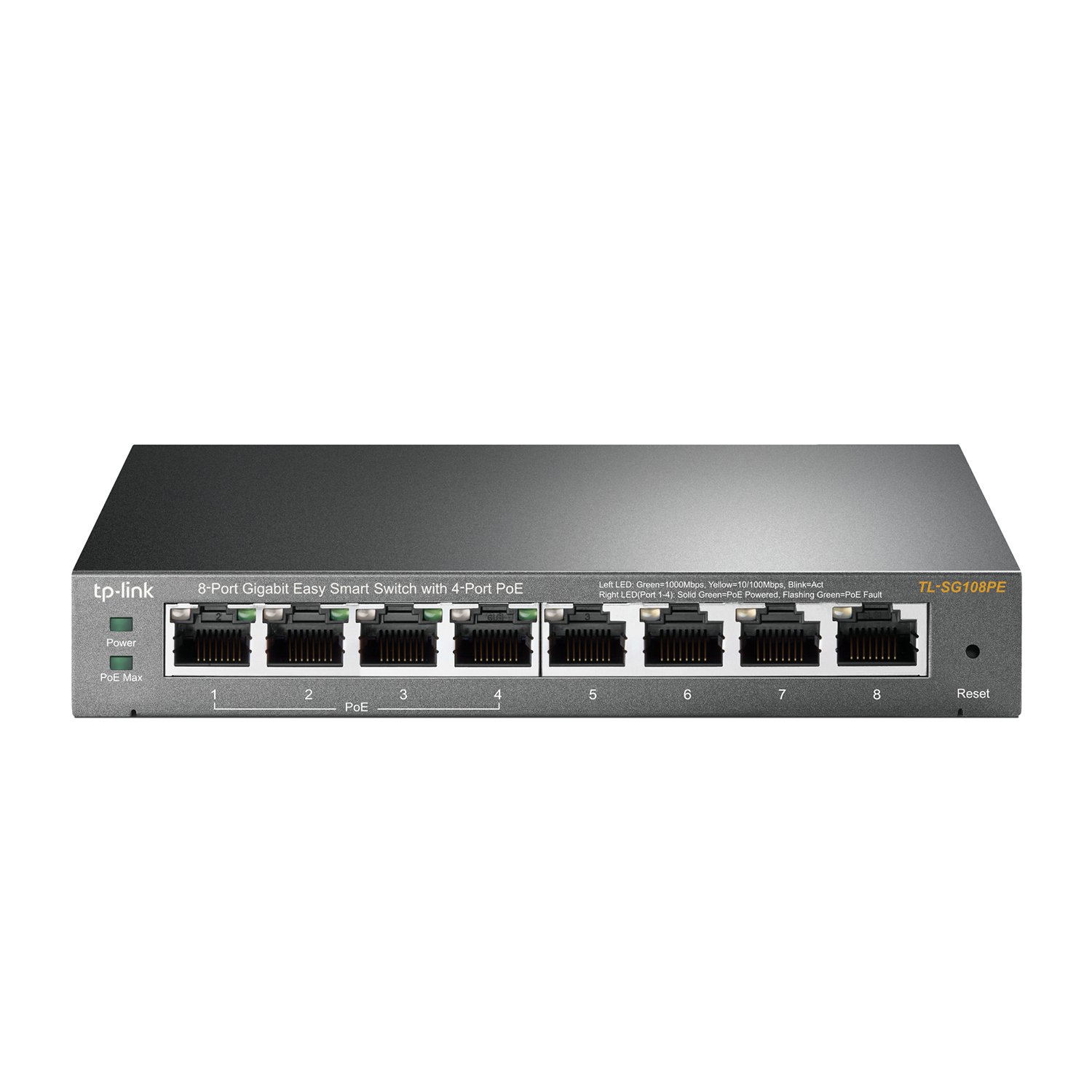 TP-Link TL-SG108PE 8 Port Gigabit PoE+ Switch, 4× PoE+ Ports (Up to 64W) Easy Smart Network Switch, VLAN, QoS, Fanless Design