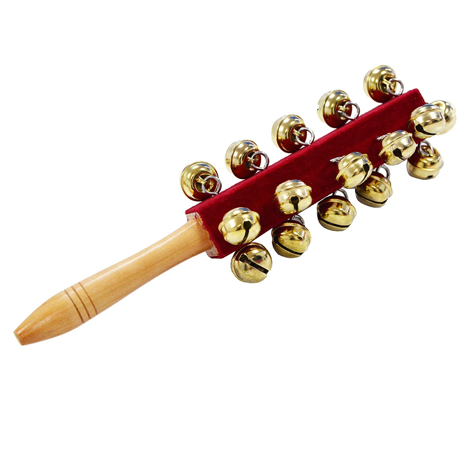 A-Star 21 Bell Jingle Shaking Sleigh Bell Stick Wood Handled - 26cm Length, Brown