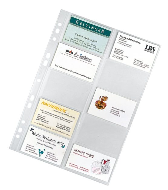 Veloflex 5341000 Business Card Sleeves DIN A4 for 20 Cards per Case Pack of 10 Transparent