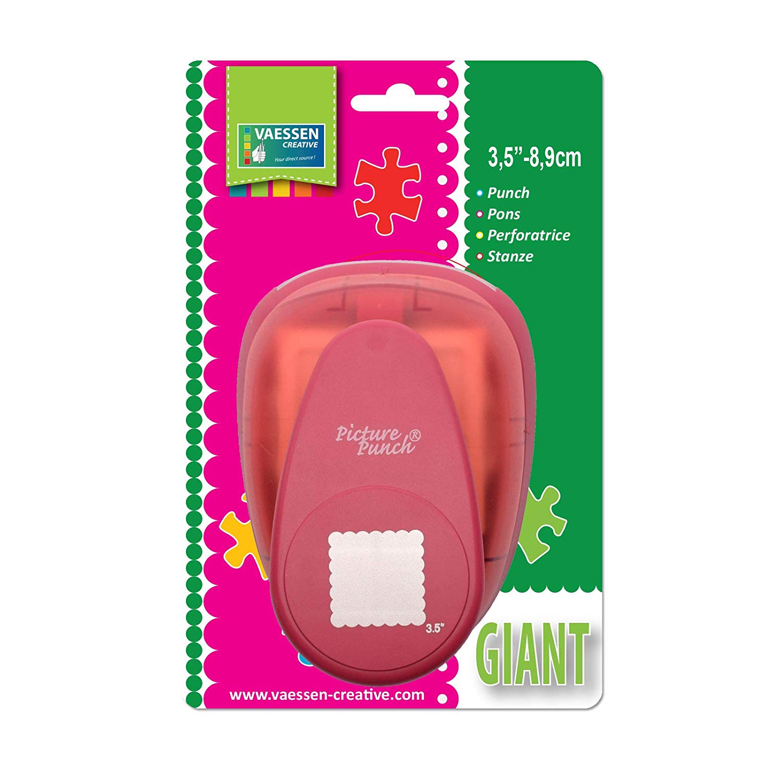 Vaessen Creative Craft Paper Punch - Scalloped Square - 6,6 x 6,6 cm - Circle Cutter for Crafting and Card Making - Image 4