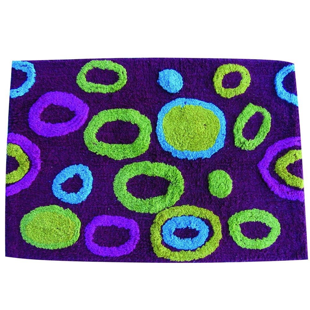 MSV Bath mat Round Patterns of Cotton in Brown 80x50cm, Multi-Colour, 80 x 50 cm, 80 cm (Round)