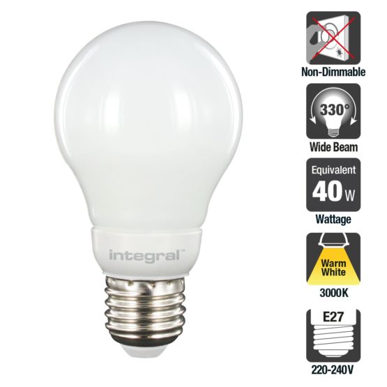 Integral LED Classic Globe Non-Dimmable Bulb (E27 Integral LED Large ...