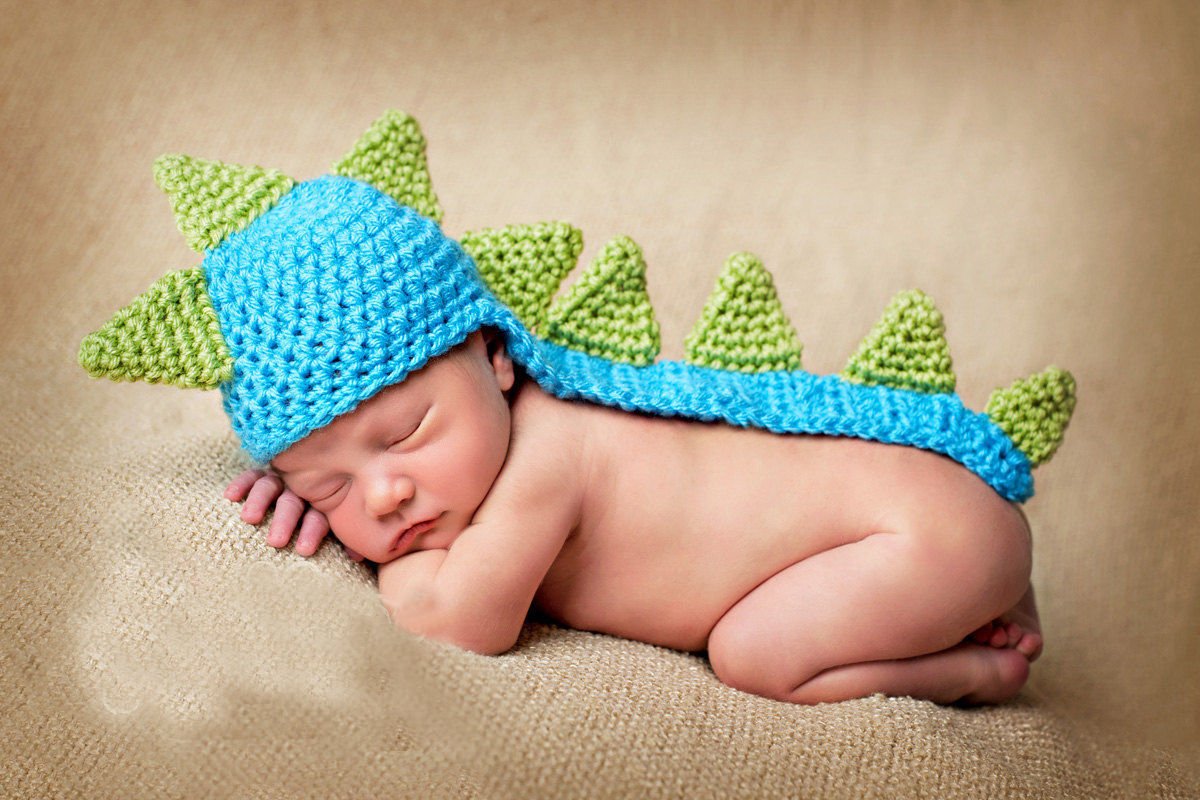 Blue Dinosaur, Newborn Baby Girl/Boy Crochet Knit Costume Photo Photography Prop Hats Outfits, Multicolour