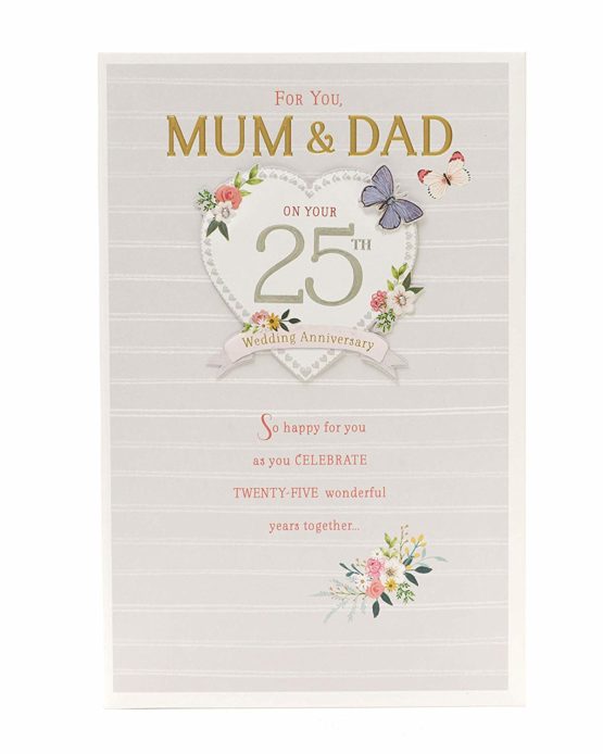 25th Wedding Anniversary Card Mum and Dad - Silver Wedding Anniversary Card Mum and Dad - Ideal Gift Card - 25th Anniversary - Silver Anniversary Gifts - Mum and Dad Anniversary Card 25
