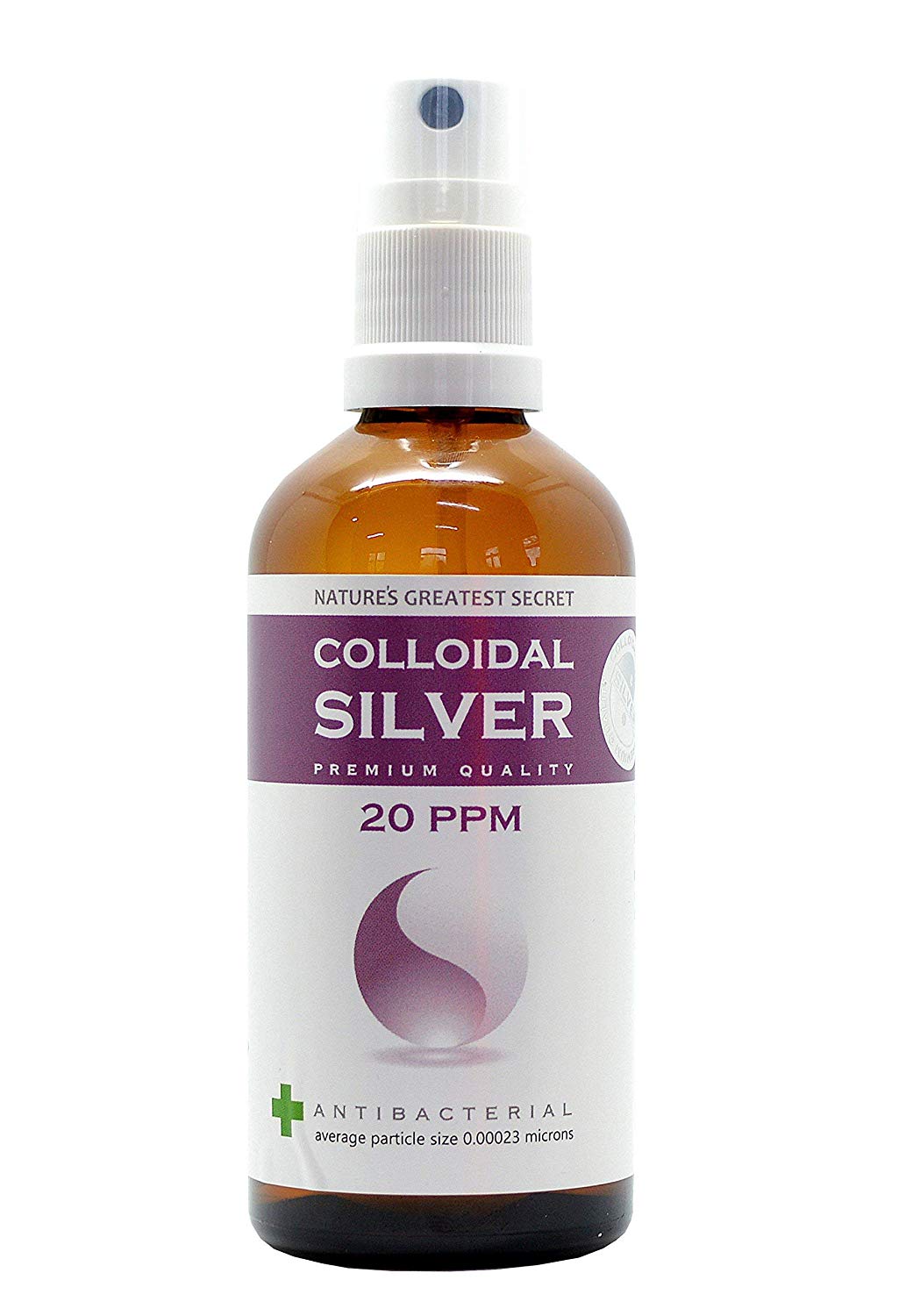 Nature's Greatest Secret Premium Quality Antibacterial 20ppm Colloidal Silver Spray 100ml, Clear, 100 ml (Pack of 1)