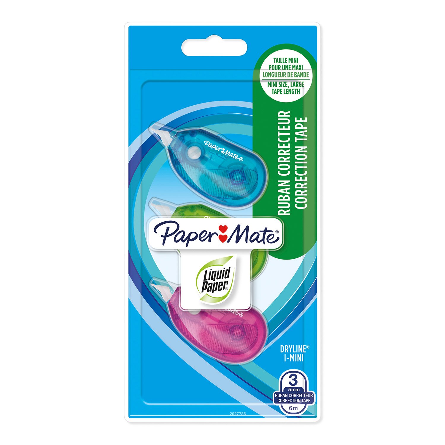 Paper Mate DryLine i-Mini Correction Tape, Assorted, 1 count (Pack of 3)