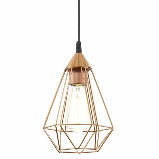 EGLO Tarbes Pendant Lamp, 1-Flame Vintage/Retro Pendant Light, Material : Steel, Plastic, Colour : Copper, Black, Socket : E27, Ø 17.5 Cm/6.8 Inches - Image 3