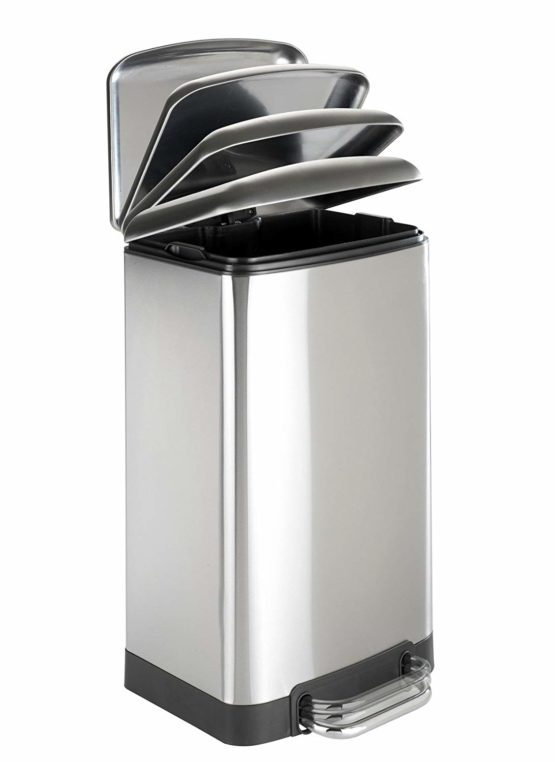WENKO Pedal bin Studio Stainless Steel Easy Soft Closing Mechanism, Silver matt, 32.5 x 34 x 61 cm - Image 2