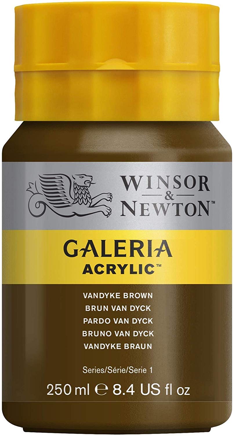 Winsor & Newton 250ml Bottle Galeria Acrylic Colour with Nozzle Cap - Van Dyke Brown, 250 ml (Pack of 1)