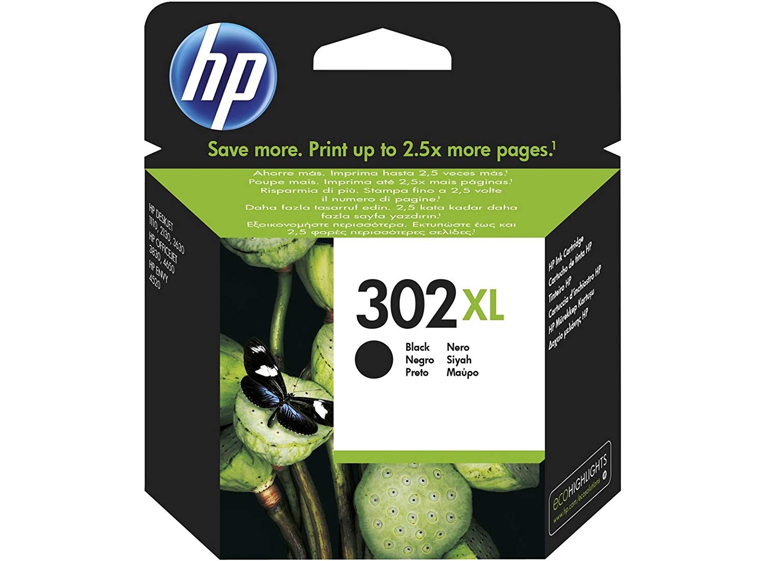 HP 302XL - F6U68AE - 1 x Black - Ink cartridge - High Yield - Blister - For Officejet 3830, Black(F6U68AE)-301