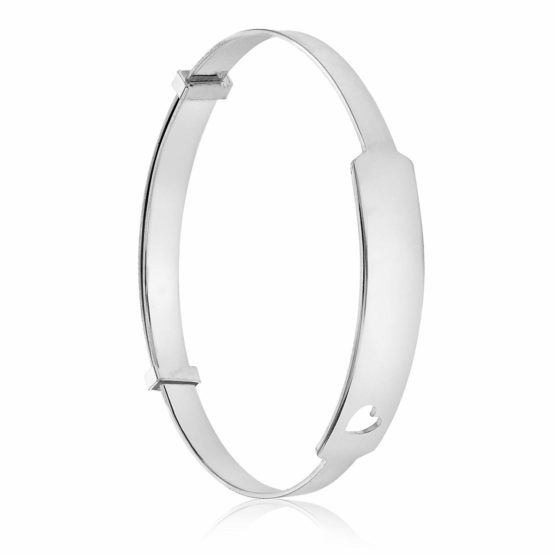 Tuscany Silver Sterling Silver Heart ID Extendable Baby Bangle - Image 3