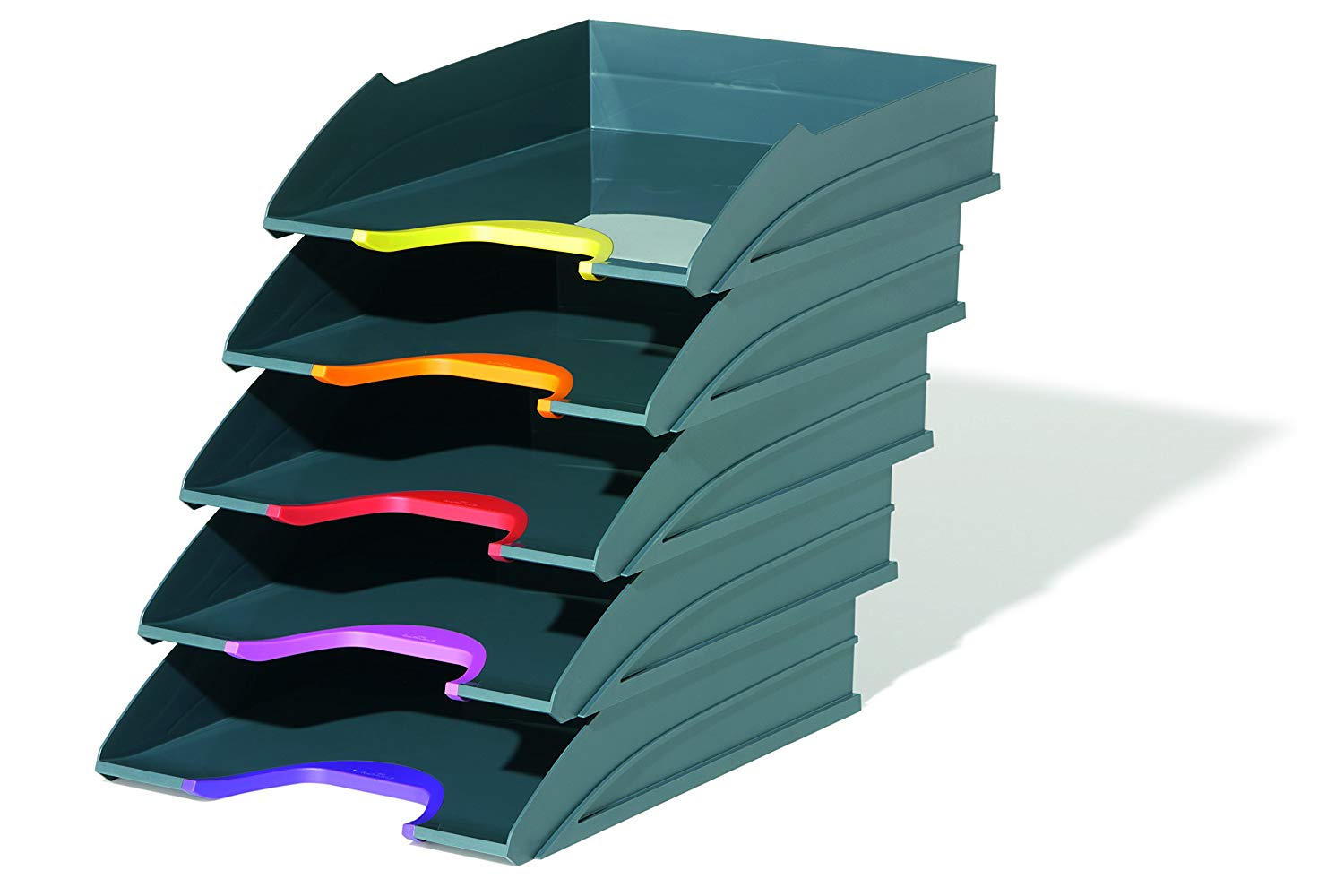 Durable VARICOLOR® Letter Tray A4 - Set of 5 Stackable Colour Coded Letter Trays - Perfect for Storing Documents and Paper Work