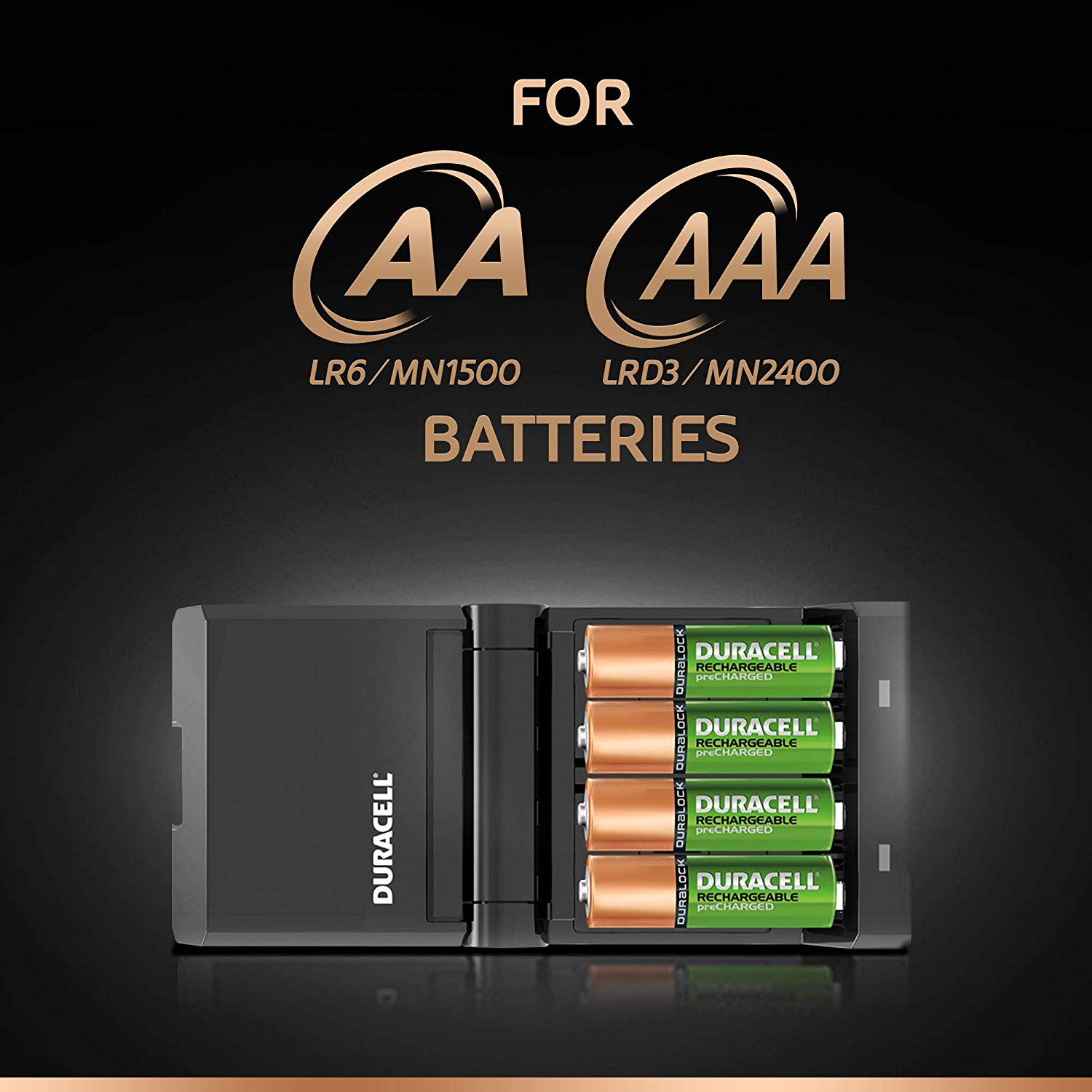 DURACELL Hi-Speed Battery Charger, 45 minutes, Compatible with AA and AAA NiMh Batteries, 2x AA 1300mAh and 2x AAA 750 mAh - Image 4