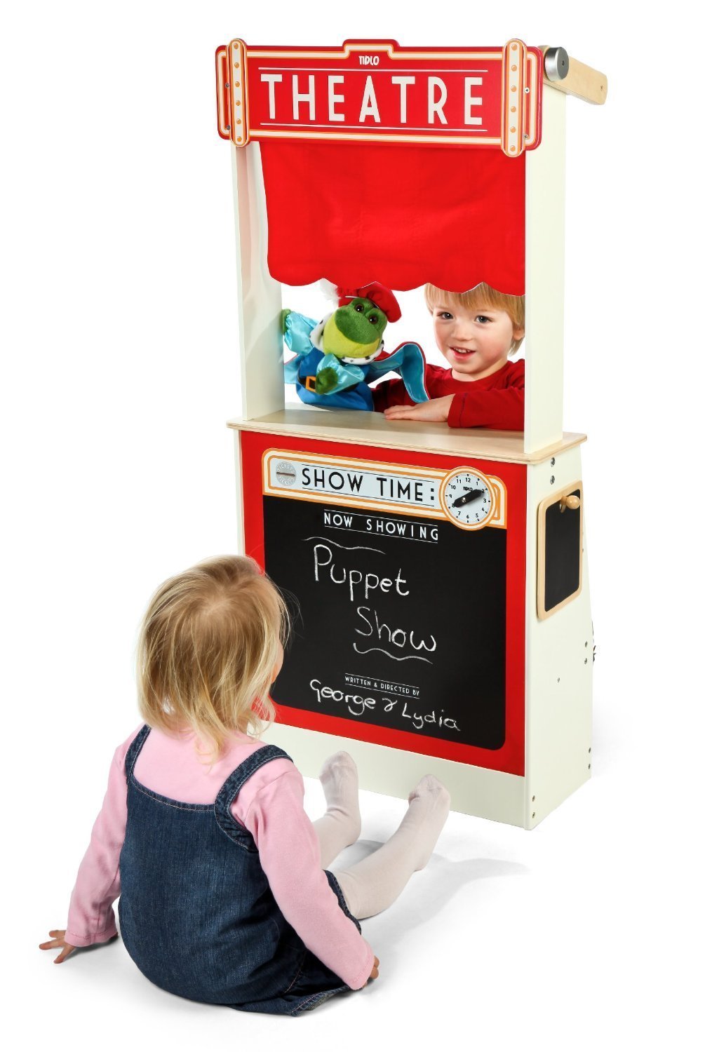 Tidlo Wooden Play Shop and Theatre, Red - Image 3