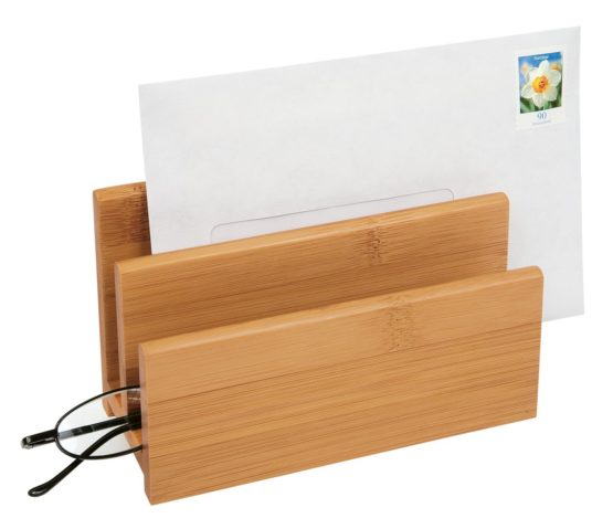 Wedo 61307 Bamboo letter stand, 2 compartments, dimensions 14 x 6.2 x 9 cm, in a gift box, brown - Image 2
