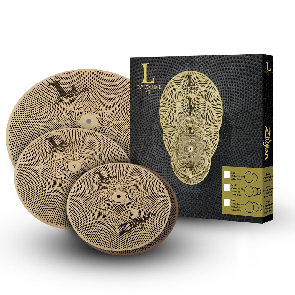 Zildjian L80 Low Volume 348 Box Set - Cymbal Set, Multi-coloured with gold accents, 13",14",18"