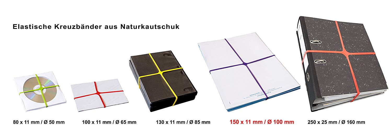 Läufer 59079 Rondella X-Band, Elastic Cross Bands, Rubber Bands 150 x 11 mm, Diameter 100 mm, 500 g Box, Assorted Colours - Image 2
