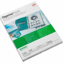 GBC A4+ 2x75 Micron Organise Gloss Laminating Pouches, Pack of 100, 41664E