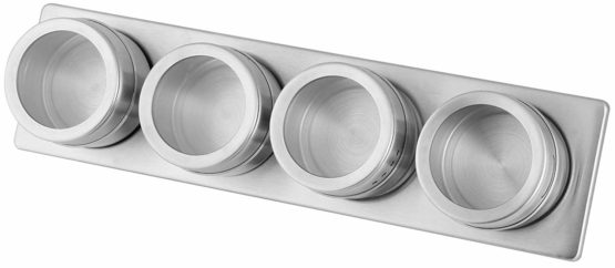 Fackelmann Magnetic Spice Cans with Storage Bar, Stainless Steel, Silver, 31 x 8 x 4.5 cm