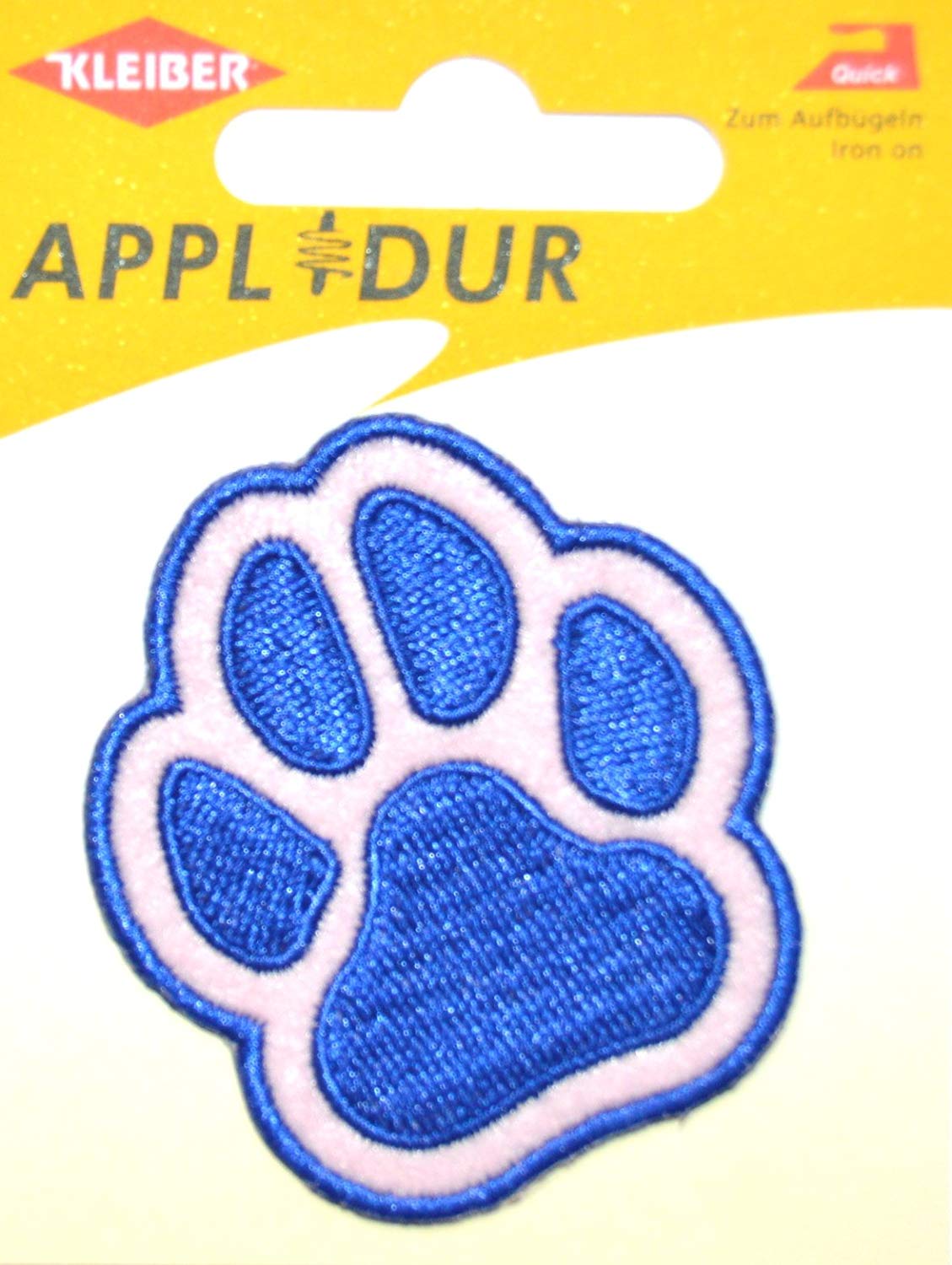 Kleiber Iron On Paw Print Patch-5cm Height-Blue