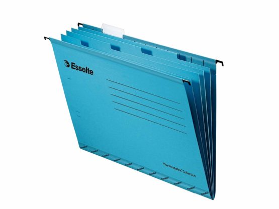 Esselte Classic Reinforced Suspension File with Dividers, Foolscap, Pack of 10, Tabs Included, Blue, 93135