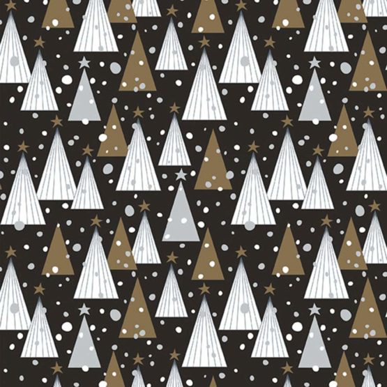 Clairefontaine Christmas Alliance Long Roll Wrapping Paper, 50 m x 0.70 m - Black & Gold Christmas Trees - Image 3