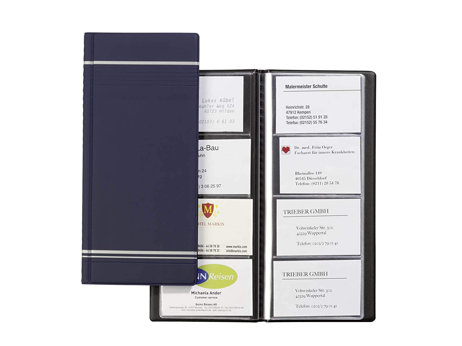 Durable Visifix Business Card Album Fixed Welded Pockets Capacity 96 Dark Blue Ref 8581-07, 96 Card - Image 2