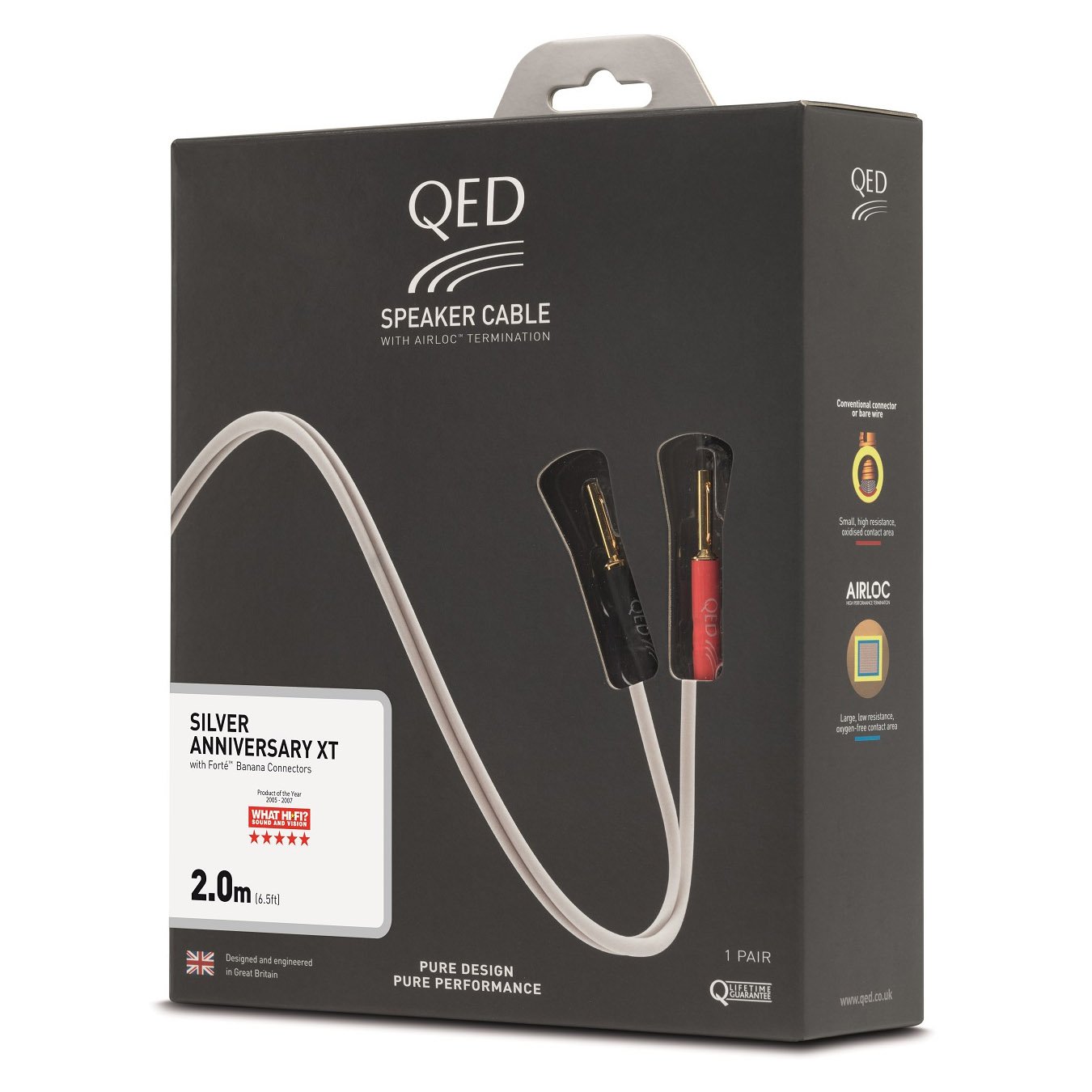QED Silver A XT pre-terminated speaker cable, 2m, 2 Meters