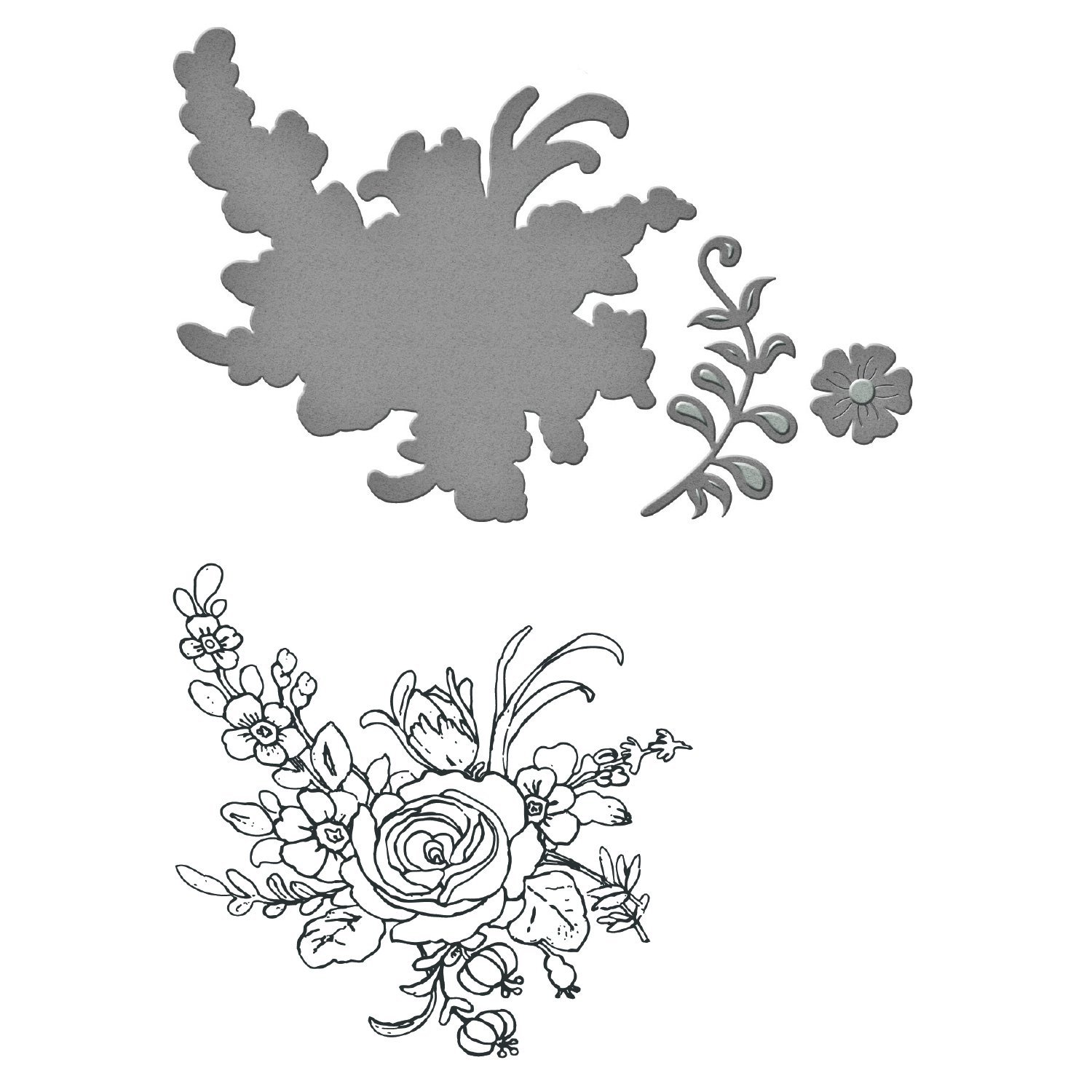 Spellbinders Stamp and Die Set Flower Bouquet, Multi-colour, 9.3x11.4x0.4 cm