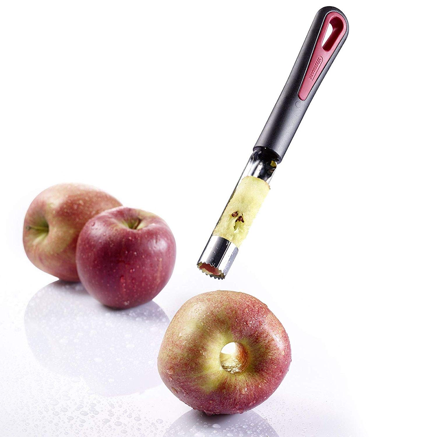 Westmark Apple Corer, Length: 21 cm, Stainless Steel/Plastic, Gallant, Black/Red, 291822E1, Black/Silver/Red, 21 x 2.7 x 2 cm