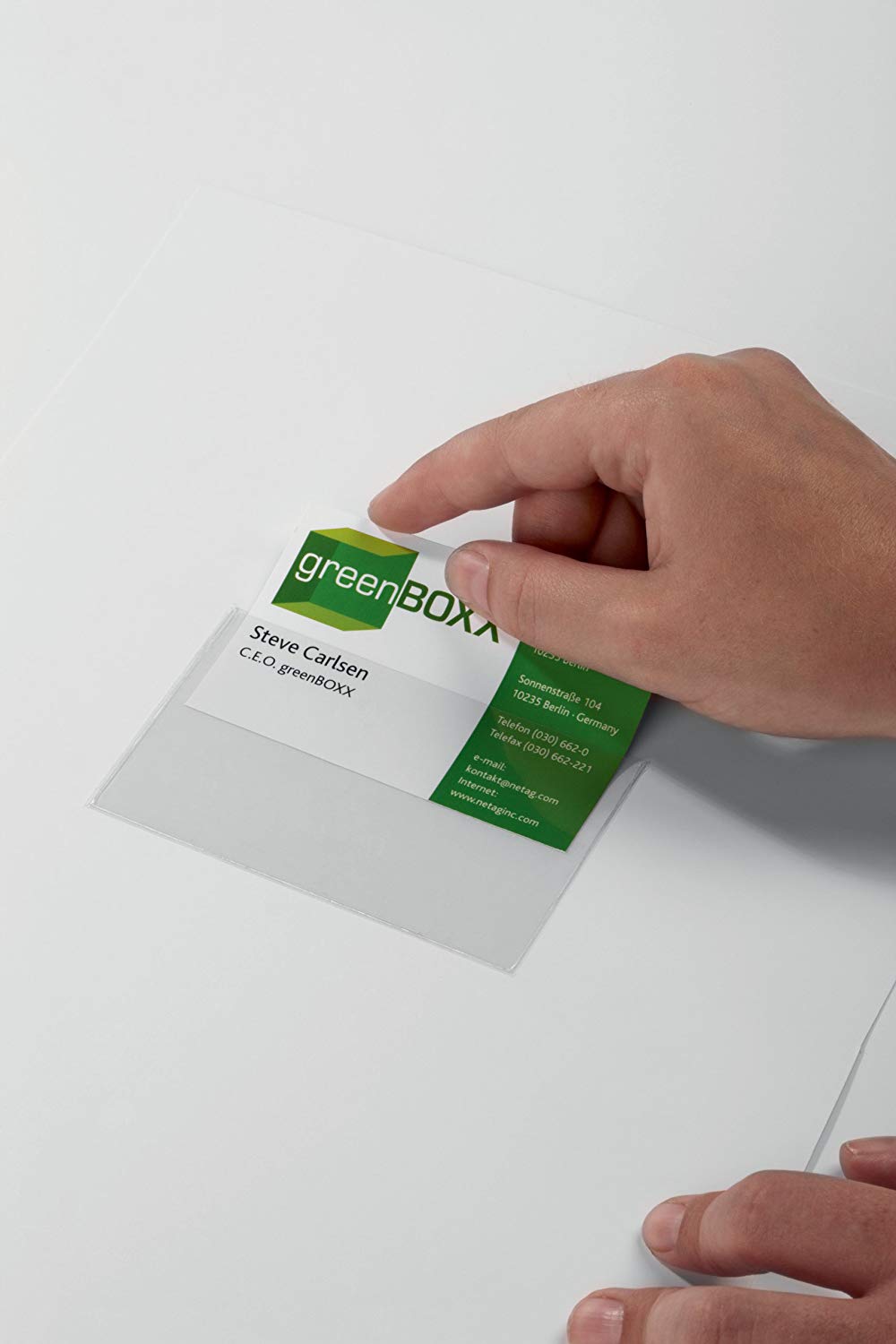 Durable Pocketfix 57 x 90 mm Top Opening Self-Adhesive Labelling Pockets - Pack of 100, Transparent, 57x90 mm - Image 3