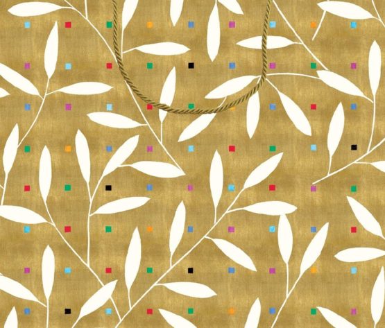 Caspari Large Leaves On Gold Paper Gift Bag