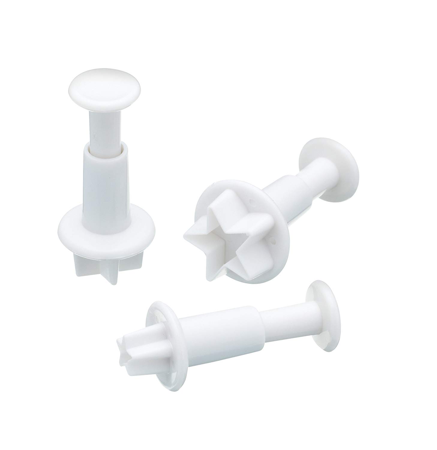 KitchenCraft Sweetly Does It Fondant Cutters for Cake Decorating Star Designs, Plastic, Pack of 3,White, Set of 3