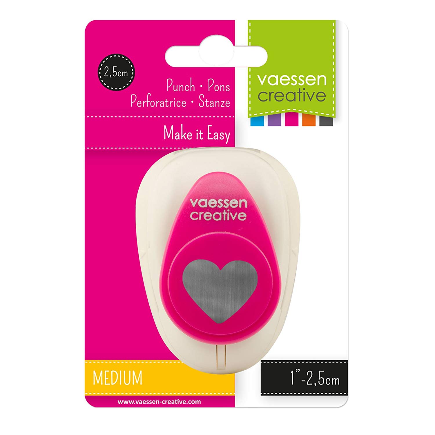 Vaessen Creative Craft Paper Punch - Heart - 2,1 x 2,5 cm - Circle Cutter for Crafting and Card Making, Multi-colour - Image 4