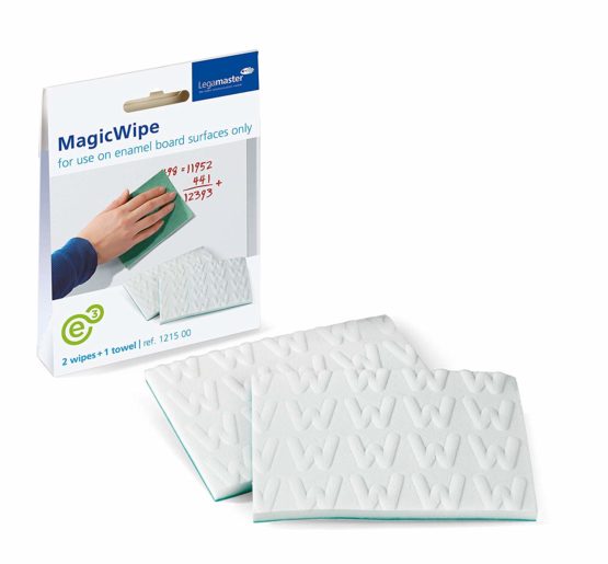Legamaster Magic Wipes - Ready-to-Use Eraser for Whiteboard Cleaning - for Enamel Steel Board Surfaces only - 2 Pieces