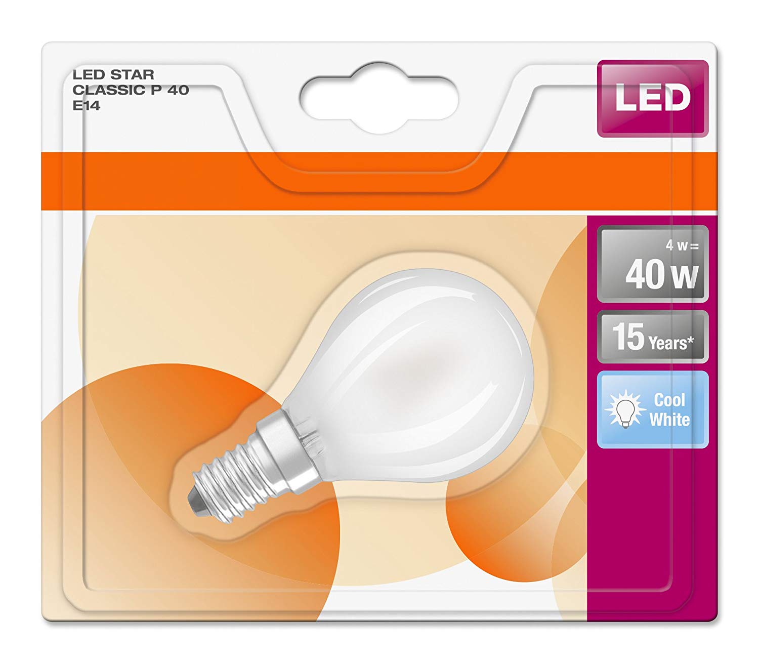 Osram Drop Shape Star Classic P LED Lamp, Glass, Cool White, E14, 4 W, Set of 6, 6 Count (Pack of 1) - Image 3