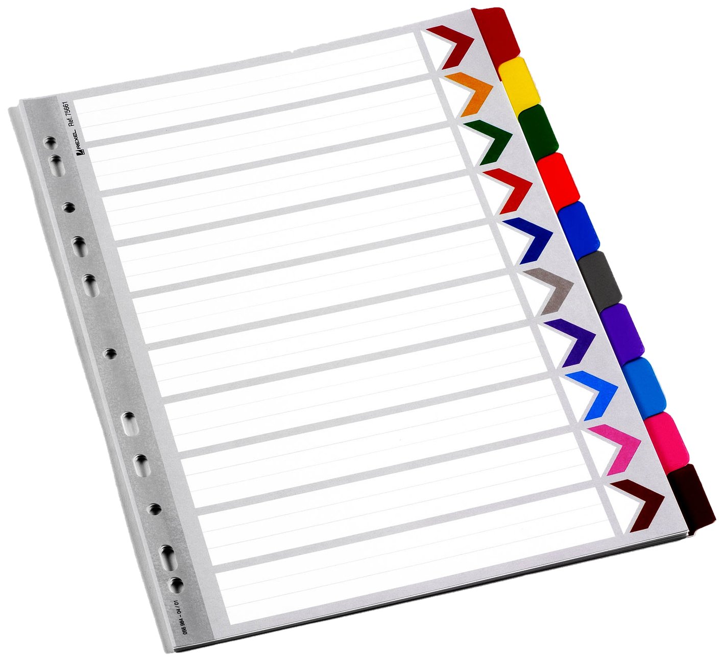 Rexel Mylar A4 Dividers 10 Part - Assorted Colours, Multicolor, Single
