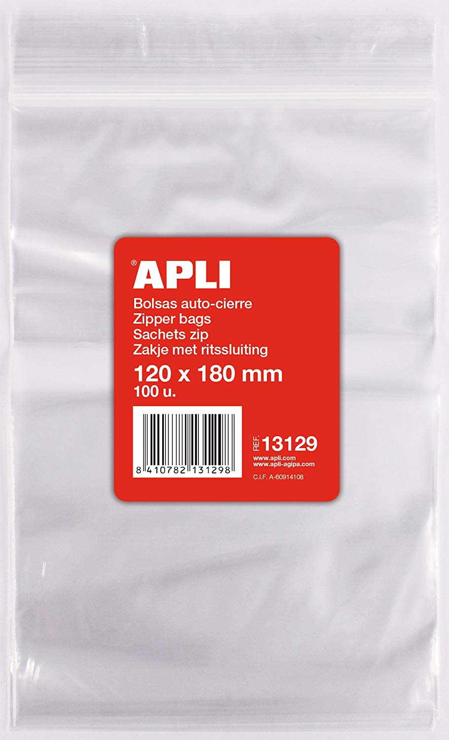 Resealable Plastic Bag 120 x 180 mm Pack of 100, White