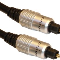Cable Mountain 1m Premium Toslink Fibre Optic Digital Audio Optical SPDIF Cable with Metal Case and 24k Gold Plated Pins.