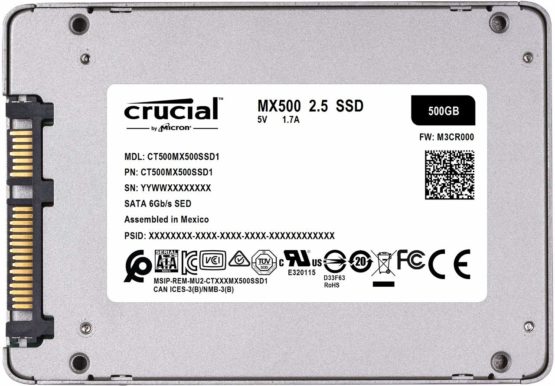 Crucial MX500 500 GB CT500MX500SSD1(Z)-Up to 560 MB/s (3D NAND, SATA, 2.5 Inch, Internal SSD), Metallique - Image 3