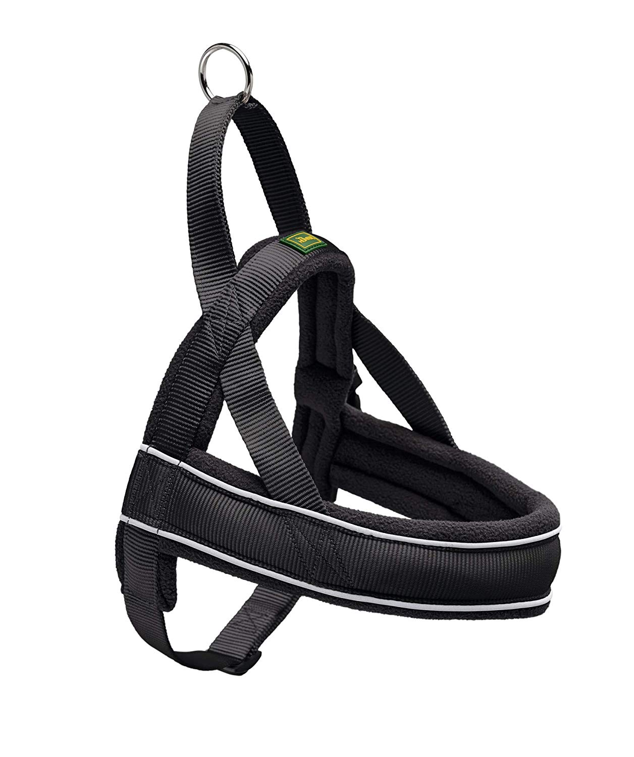Hunter Racing Norwegian harness for dogs nylon, reflective, coat-friendly, Black, L