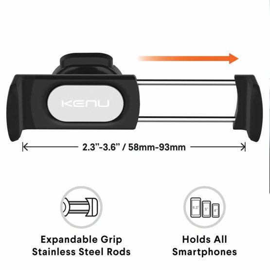 Kenu Airframe Pro, Car Holder for Smartphones, (360 Degree Pivot), (Expandable Secure Grip), Air Vent Mobile Phone Cradle - Black - Image 3
