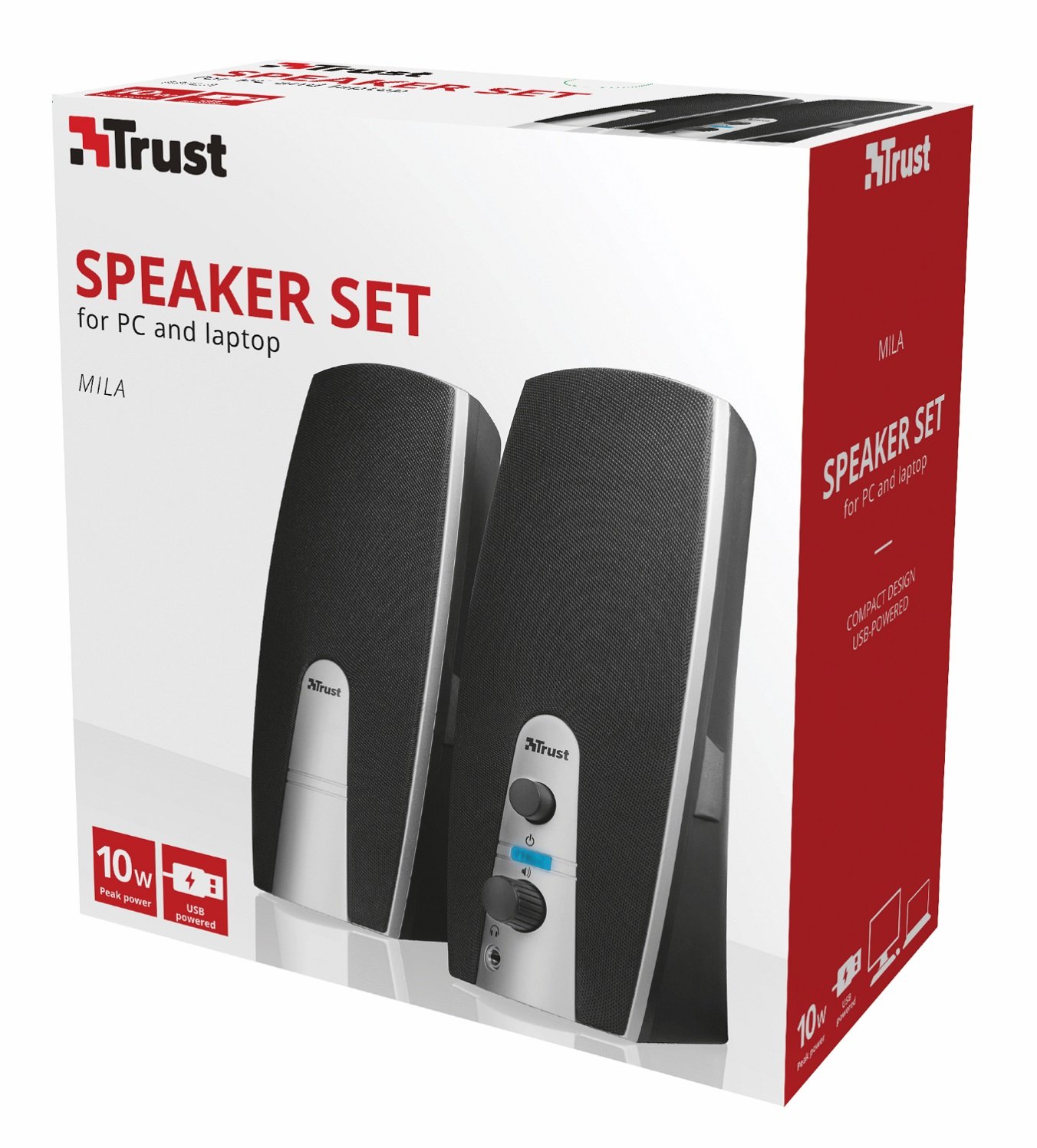 Trust 16697-04 Mila 2.0 USB Powered PC Speakers for Computer and Laptop,5 W (10 W Peak hr) - Silver - Image 4
