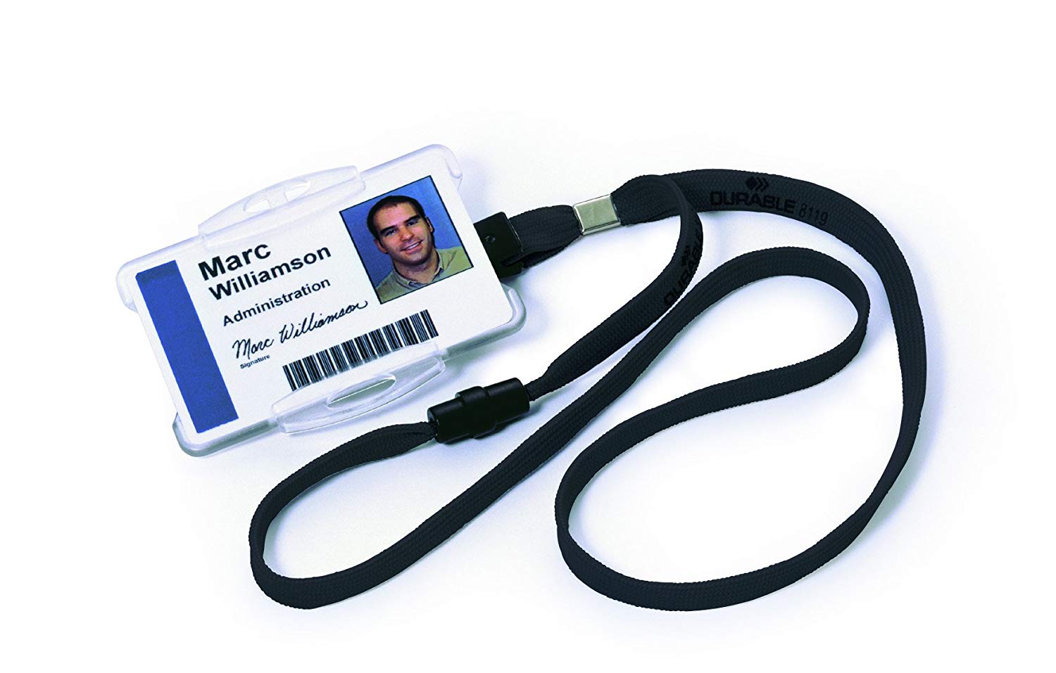 Durable Textile Lanyard 10 mm Black, 10 x 440 mm - Image 2