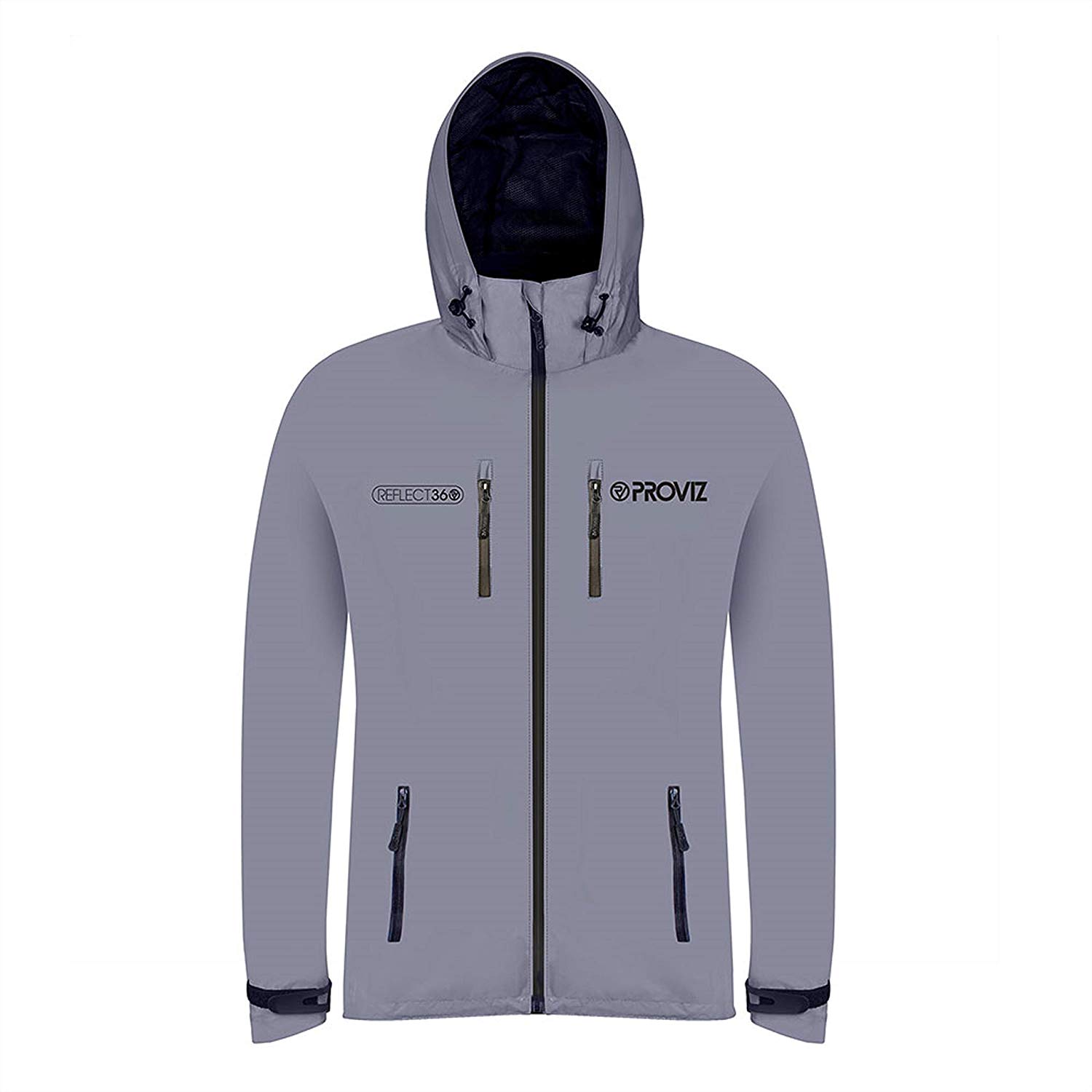 Proviz Men's REFLECT360 Reflective Waterproof Outdoor Jacket Hi Visibility Reflective Windproof Coat, Silver