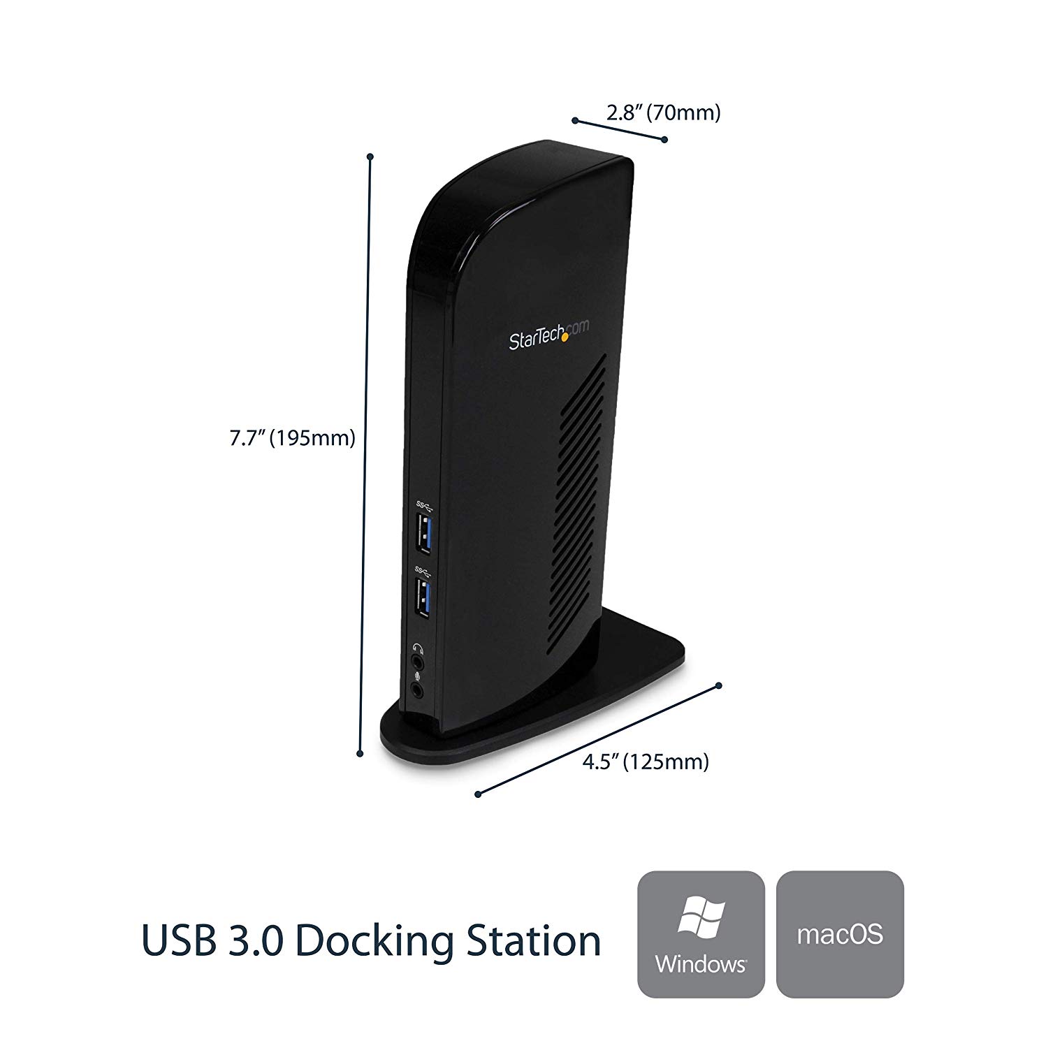 StarTech.com USB 3.0 Dual Monitor Docking Station with HDMI & DVI/VGA, 6x USB Type-A Hub, Ethernet, Audio - Image 2