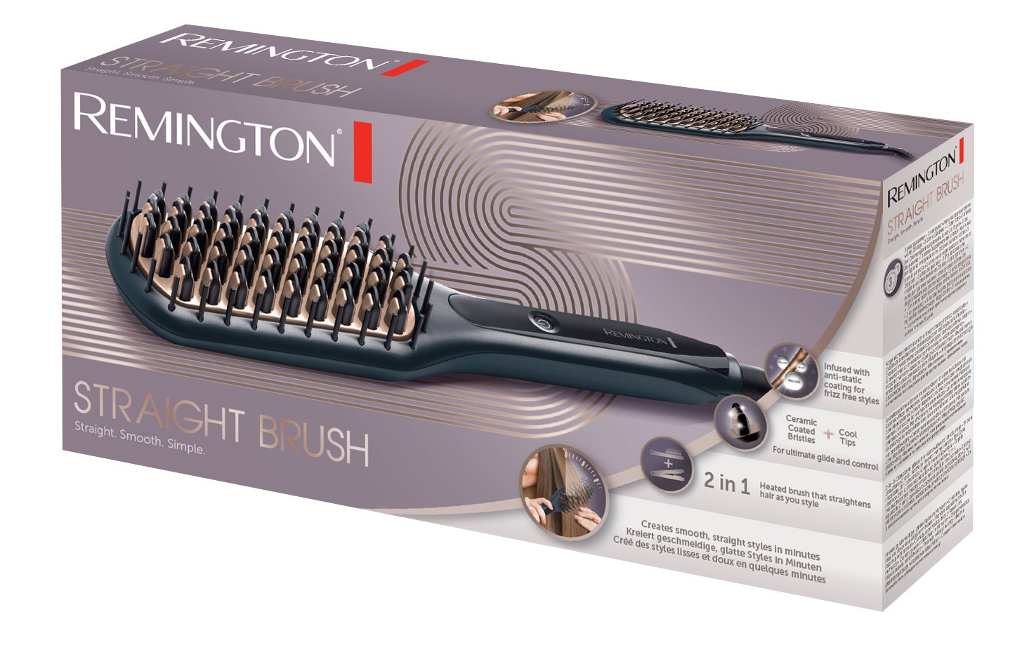 Remington Hair Straightening Brush From Keratin CB 7400,,, Pack of1, Black - Image 2