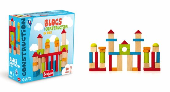 Jeujura J8241 40 Pieces Wooden Construction Blocks in Box, Multi-Color